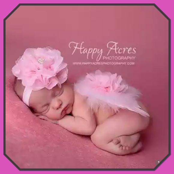 🌷New🌷Angel Hot Pink Wings & Light Pink Headband - Picture 2 of 4
